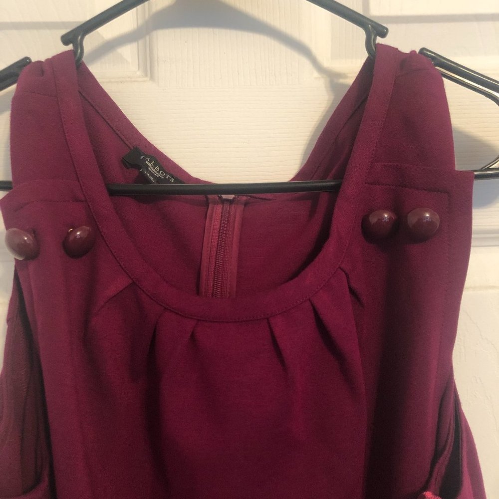 Talbot's berry colored sleeveless belted dress - Picture 2 of 6